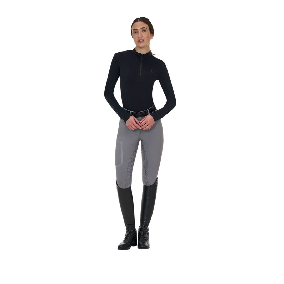 Pantalone slim fit donna vita alta Equestro Ridertechnology full grip