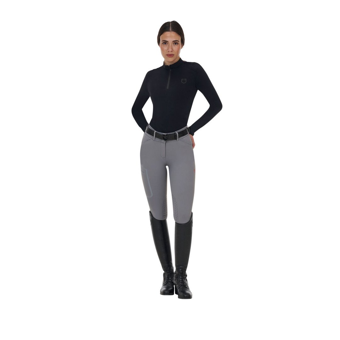 Pantalone slim fit donna vita alta Equestro Ridertechnology cuciture termosaldate