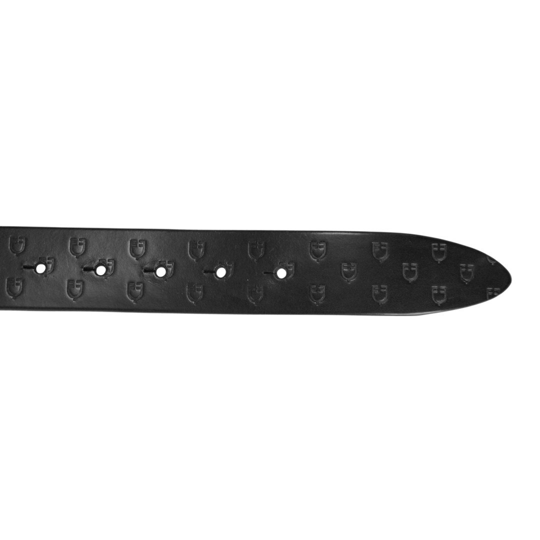 Cintura in cuoio logato black e fibbia rosegold