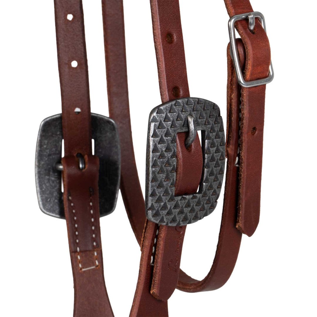 TESTIERA DA RANCH CON FRONTALINO RIFINITO IN CUOIO GRETTO 5/8"