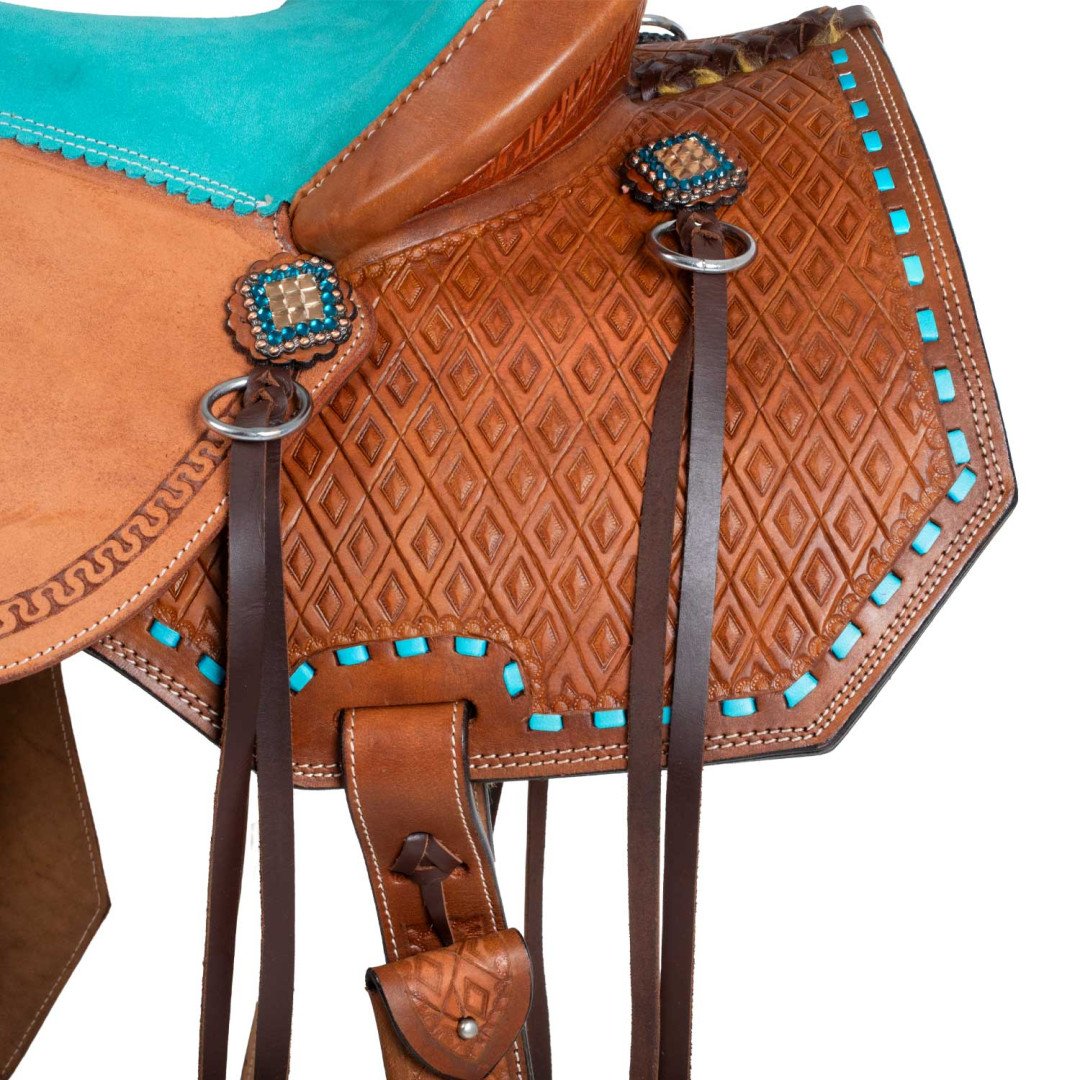 Equitime Selleria Online Sella barrel con seggio turquoise e basket tooling 0,00&nbsp;€