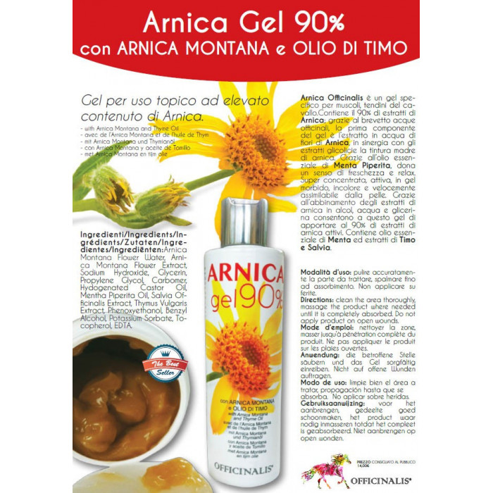 Arnica Gel 90% Officinalis Per Muscoli e Tendini dei Cavalli 500 ml