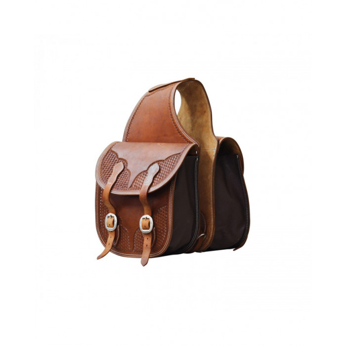 basket leather saddlebag