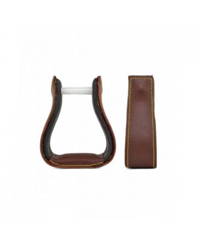 Etriers western gravés avec semelle en cuir noir