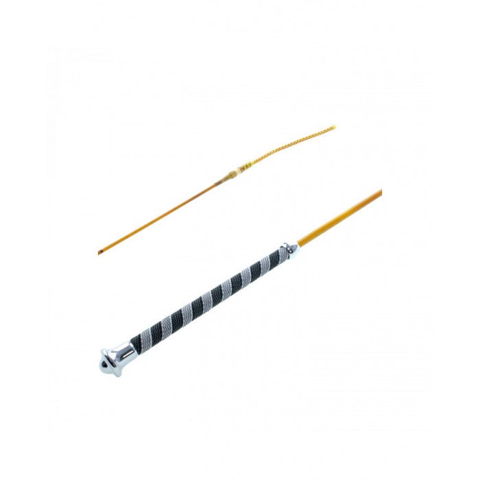 PFIFF Frustino Per Dressage 110 Cm | Impugnatura In Pelle Marrone Chiaro | Testa Cromata