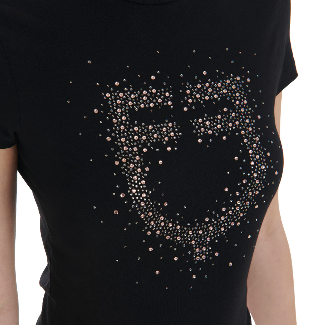 Camiseta de manga corta  T-shirt donna slim fit logo strass rosa 65,49 € Camiseta de manga corta  T-shirt donna slim fit logo strass rosa 65,49 €