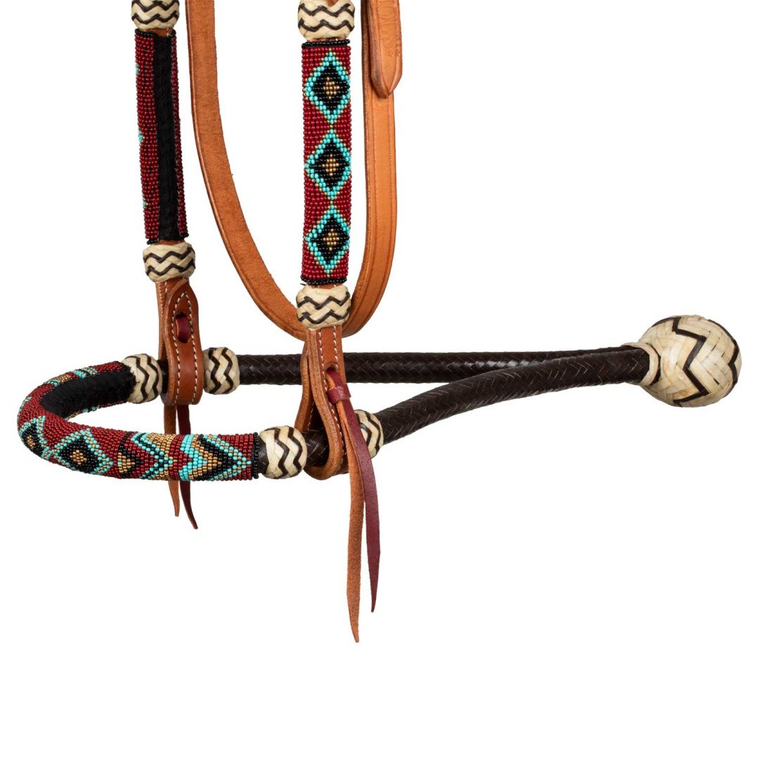 Bosal e Mecate Monta Western BOSAL SET CON PERLE BORDO' E REDINI MECATE IN CRINE 181,56&nbsp;€