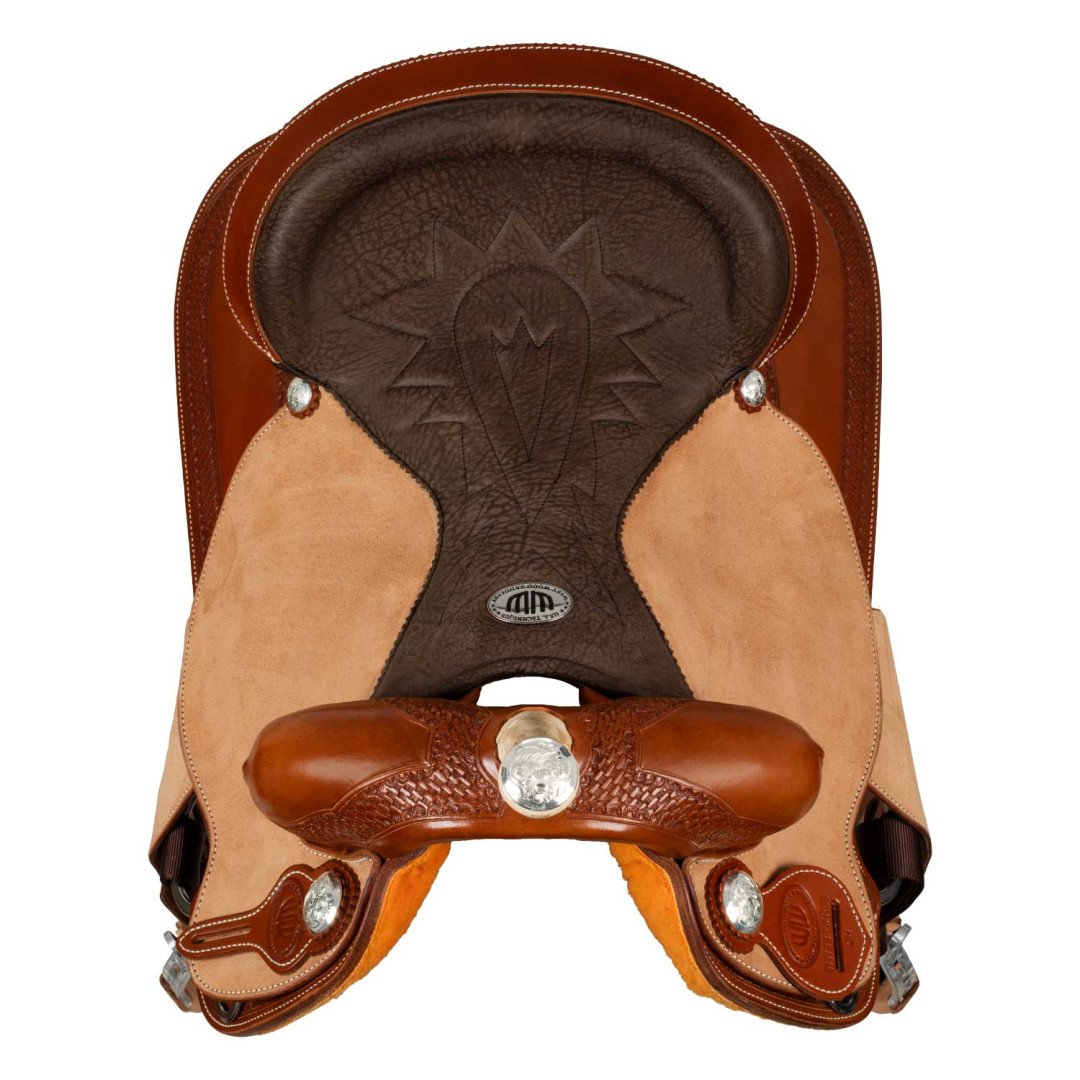 Barrel saddle  Sella Westwood basic barrel MJ, cognac/reverse natural, border basket tooling 0,00 €