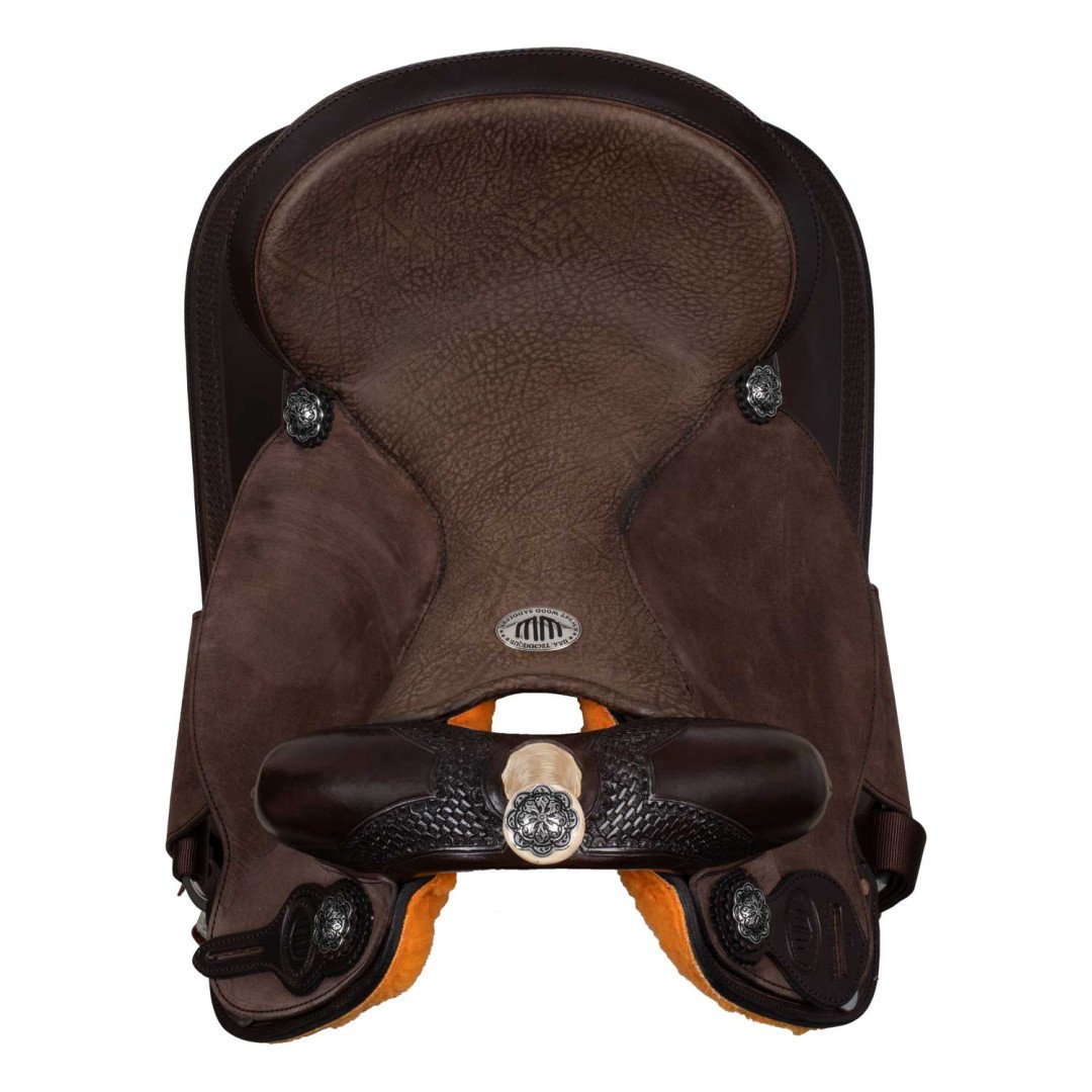 Barrel saddle  Sella Westwood basic barrel MJ, brown/reverse brown, border basket tooling 2,00 €
