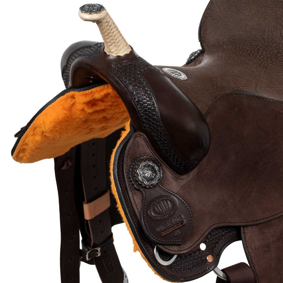 Barrel saddle  Sella Westwood basic barrel MJ, brown/reverse brown, border basket tooling 2,00 €