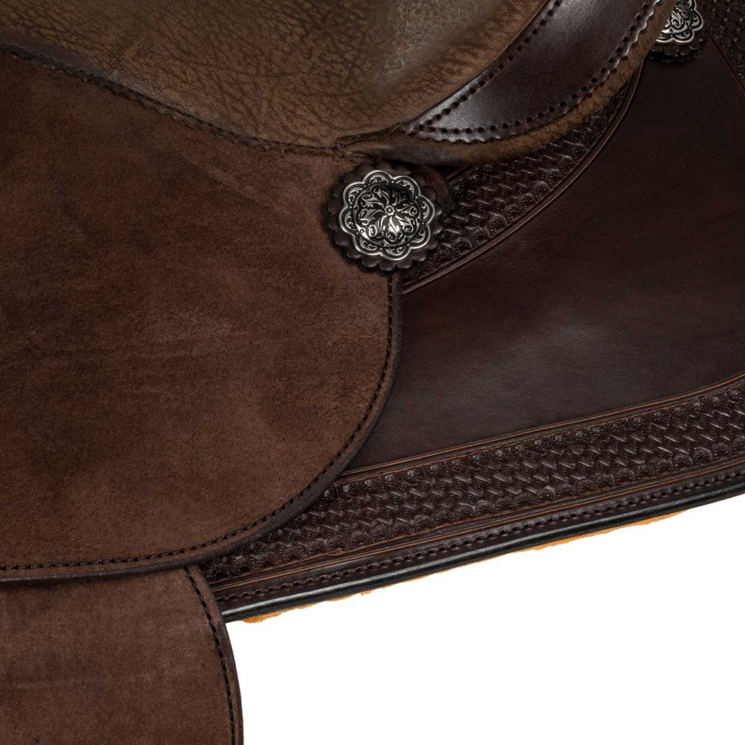 Barrel saddle  Sella Westwood basic barrel MJ, brown/reverse brown, border basket tooling 2,00 €