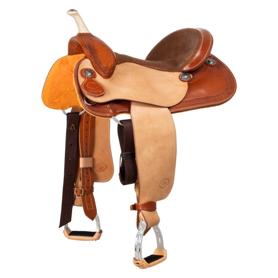 Barrel saddle  Sella Westwood basic barrel MJ, cognac/reverse natural, border basket tooling 2,00 €
