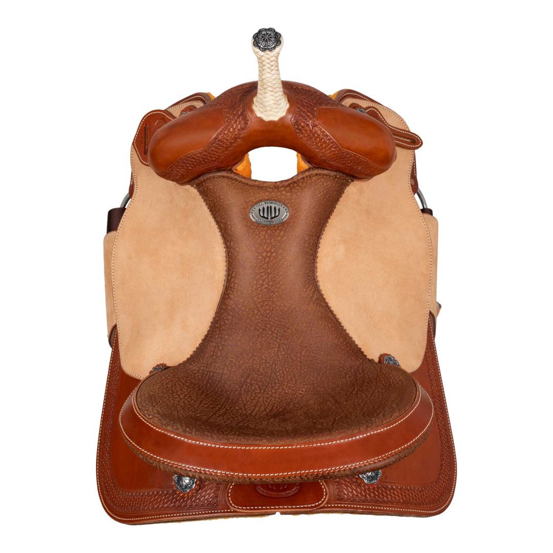 Barrel saddle  Sella Westwood basic barrel MJ, cognac/reverse natural, border basket tooling 2,00 €