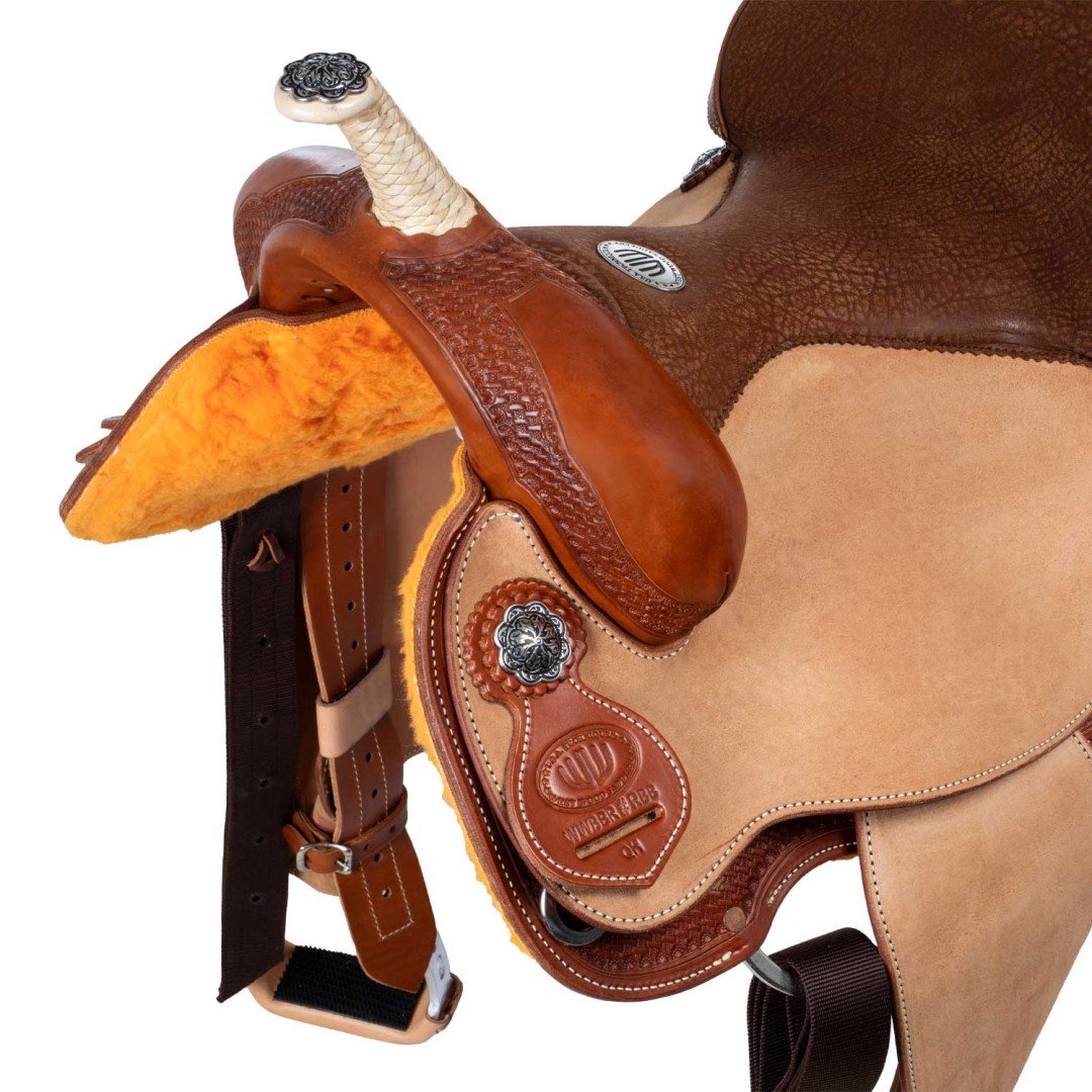 Barrel saddle  Sella Westwood basic barrel MJ, cognac/reverse natural, border basket tooling 2,00 €