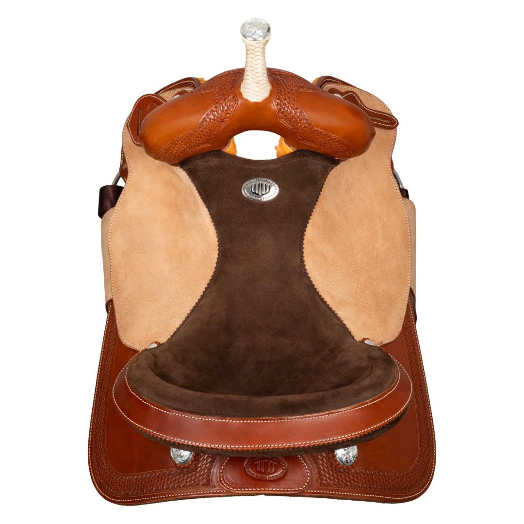 Barrel saddle  Sella Westwood basic barrel MJ, cognac/reverse natural, border basket tooling 1,00 €
