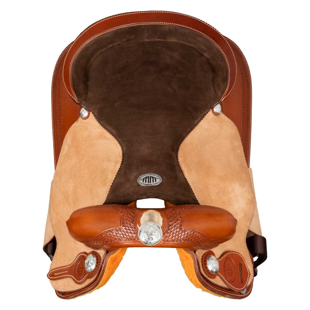 Barrel saddle  Sella Westwood basic barrel MJ, cognac/reverse natural, border basket tooling 1,00 €