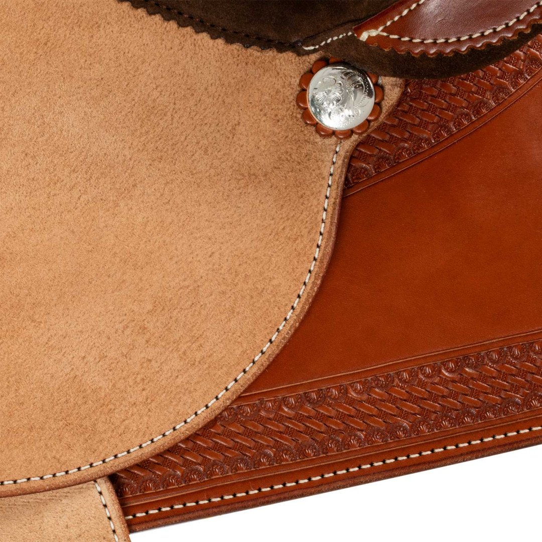 Barrel saddle  Sella Westwood basic barrel MJ, cognac/reverse natural, border basket tooling 1,00 €