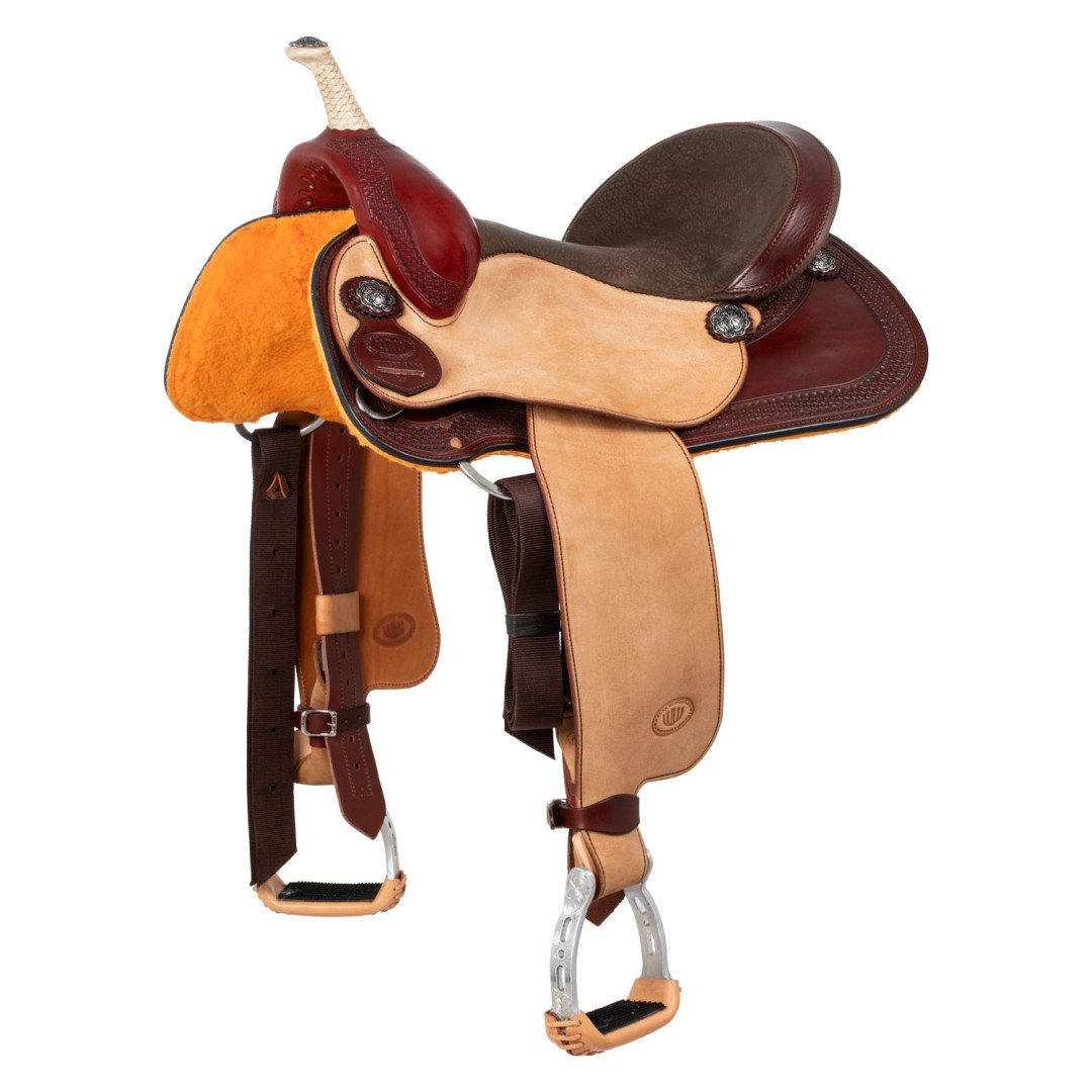 Barrel saddle  Sella Westwood basic barrel MJ burgundy/reverse natural border basket tooling 2,00 €