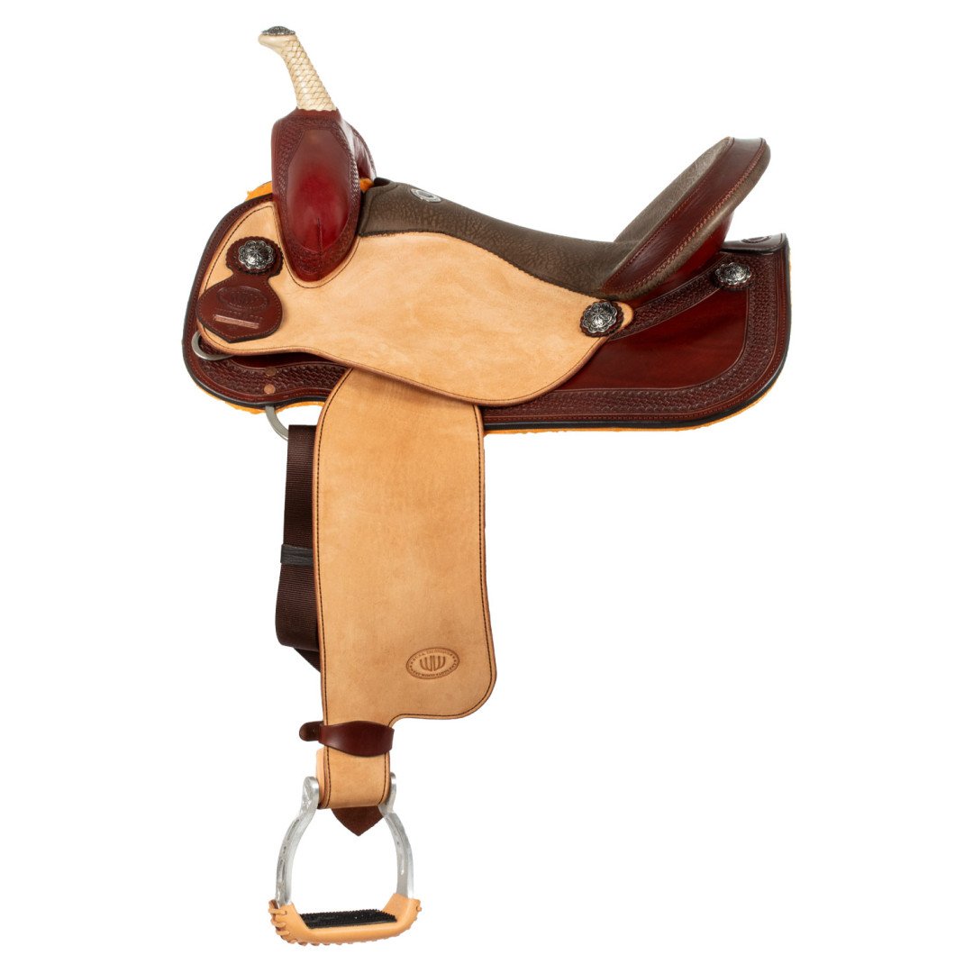 Barrel saddle  Sella Westwood basic barrel MJ burgundy/reverse natural border basket tooling 2,00 €