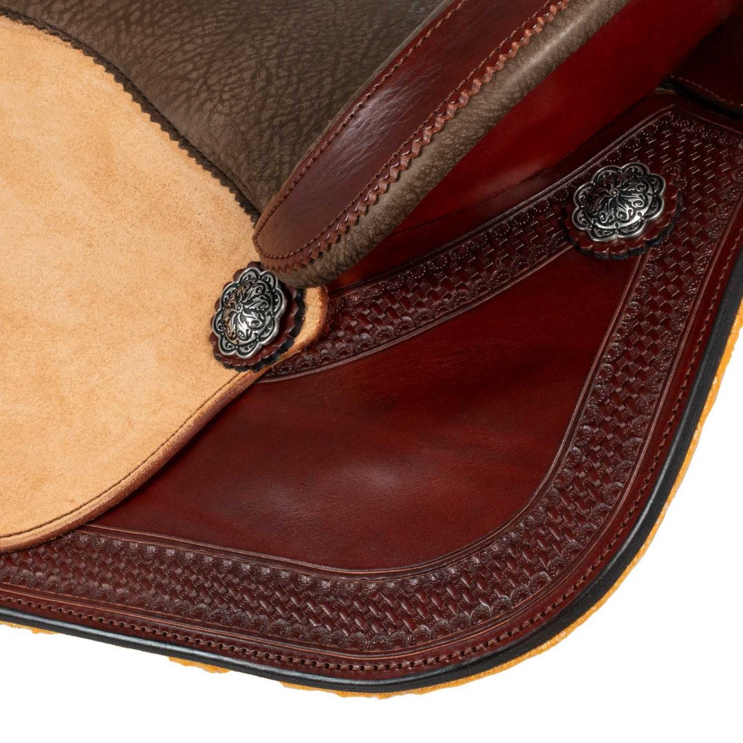 Barrel saddle  Sella Westwood basic barrel MJ burgundy/reverse natural border basket tooling 2,00 €